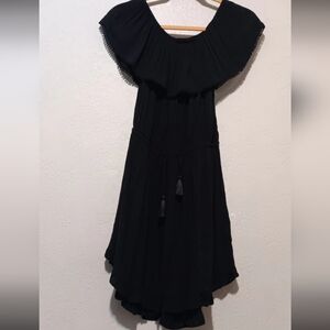 Victoria Secret Off Shoulder Dress Elastic Waist Tie Black SzXS Gase